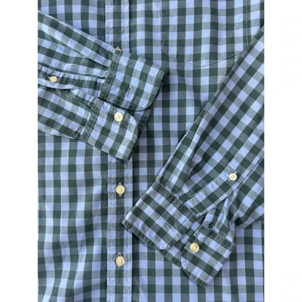 J Crew Quality Woven Shirts Mens MED Gingham Checkered Plaid‎ Button Long Sleeve